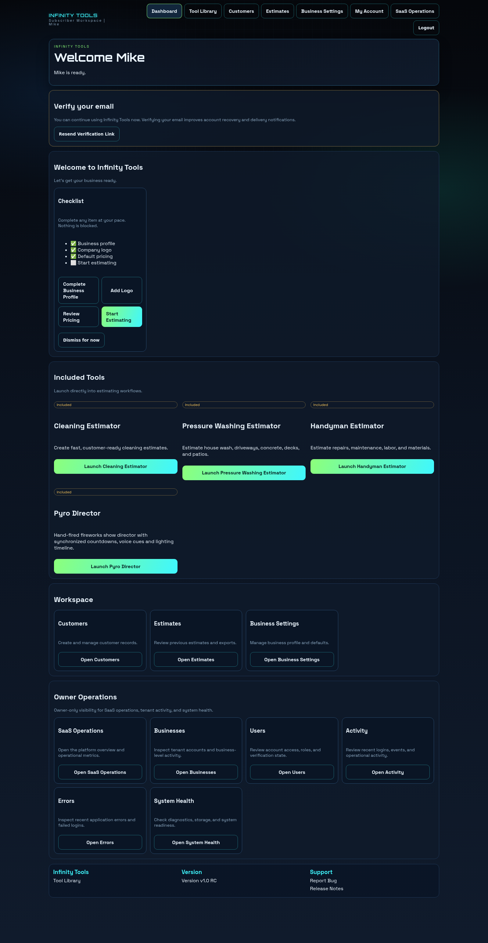 Infinity Tools application screenshot